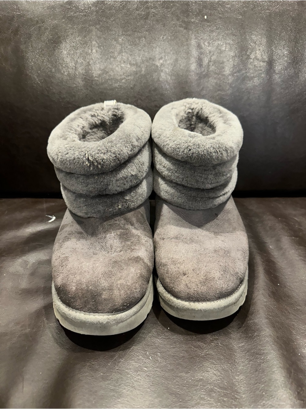 UGG Grey Shearling-Lined Ankle Booties